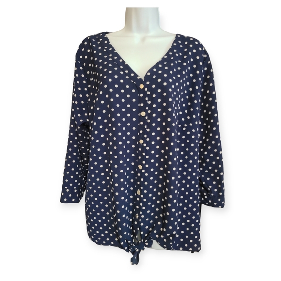 NWT Notations Blue Polkadot Top sz 2X - Picture 1 of 10